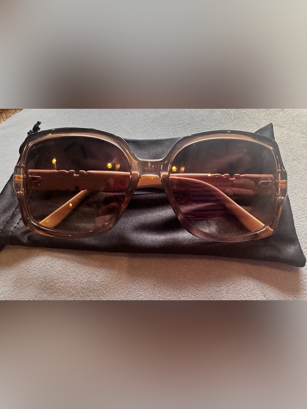 Jimmy Choo Oversized Translucent Brown Gradient Sunglasses